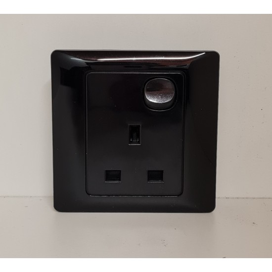 Black Single Switched Socket 