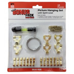 Picture Hanging Kit with Spirit Level PK48 (Bonus Bag)