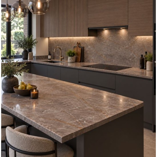 Gold Veined Marble Worktop 