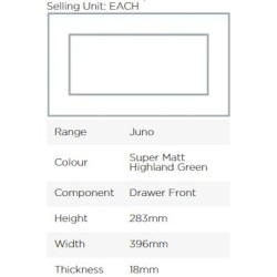 Avanti Juno 18mm Drawer Front, Super Matt Highland Green, 283 x 396mm