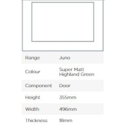 Avanti Juno 18mm Door, Super Matt Highland Green, 355 x 496mm