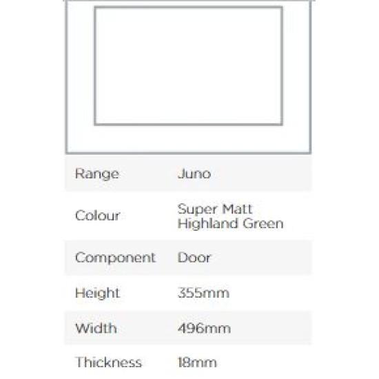 Avanti Juno 18mm Door, Super Matt Highland Green, 355 x 496mm