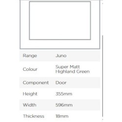 Avanti Juno 18mm Door, Super Matt Highland Green, 355 x 596mm
