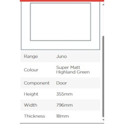 Avanti Juno 18mm Door, Super Matt Highland Green, 355 x 796mm