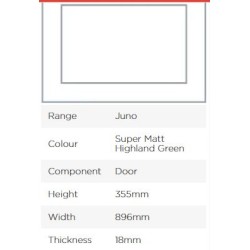 Avanti Juno 18mm Door, Super Matt Highland Green, 355 x 896mm