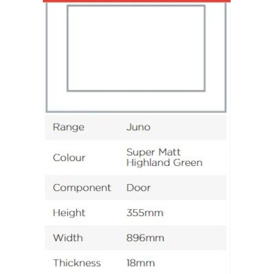 Avanti Juno 18mm Door, Super Matt Highland Green, 355 x 896mm