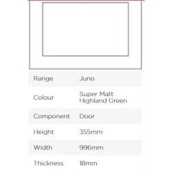 Avanti Juno 18mm Door, Super Matt Highland Green, 355 x 996mm