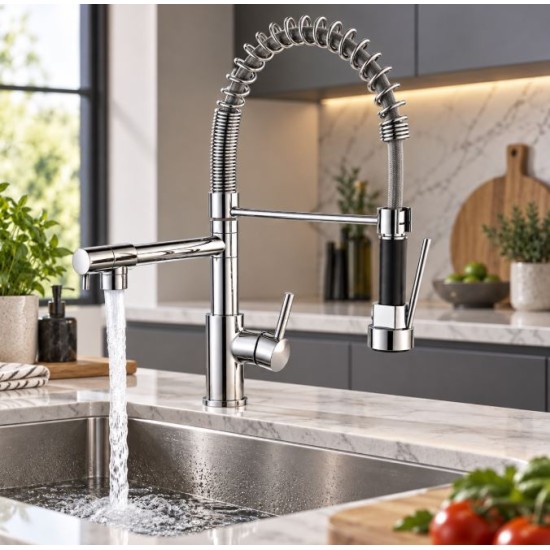 Dual Spout Pull Out Kitchen Tap