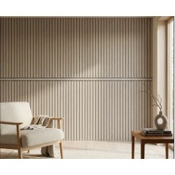  Pre-Cut Wainscoting Wall Panel Kit - Slat Light Oak (196cm x 101cm) | Ready-to-Install Modern Half Wall Panelling