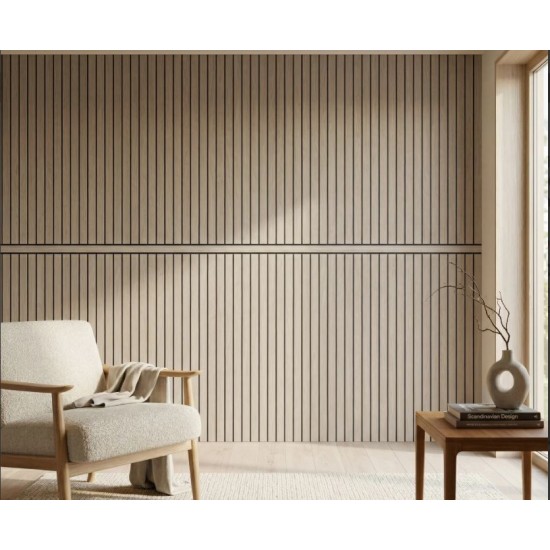  Pre-Cut Wainscoting Wall Panel Kit - Slat Light Oak (196cm x 101cm) | Ready-to-Install Modern Half Wall Panelling