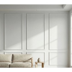 Pre-Cut Modular Wall Moulding Kit White Primed PS Decorative Trim Set