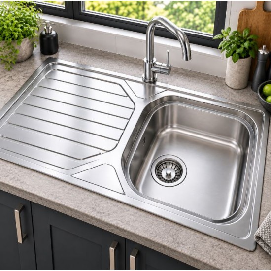 Versilia Satin Polished Steel Sink (Single Bowl)