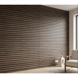  Pre-Cut Wainscoting Wall Panel Kit - Slat Walnut (196cm x 101cm) | Ready-to-Install Premium Half Wall Panelling