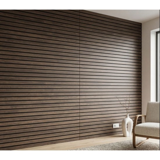  Pre-Cut Wainscoting Wall Panel Kit - Slat Walnut (196cm x 101cm) | Ready-to-Install Premium Half Wall Panelling
