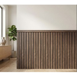  Pre-Cut Wainscoting Wall Panel Kit - Slat Walnut (196cm x 101cm) | Ready-to-Install Premium Half Wall Panelling