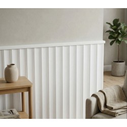  Pre-Cut Wainscoting Wall Panel Kit - Wave White (196cm x 100cm) | Ready-to-Install Scalloped Half-Wall