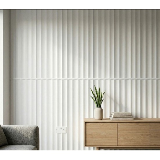 Pre-Cut Wainscoting Wall Panel Kit - Wave White (196cm x 100cm) | Ready-to-Install Scalloped Half-Wall