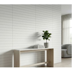 Pre-Cut Wainscoting Wall Panel Kit - Slat White (196cm x 101cm) | Ready-to-Install Modern Half Wall Panelling
