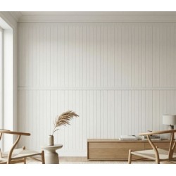 Pre-Cut Wainscoting Wall Panel Kit - Slat White (196cm x 101cm) | Ready-to-Install Modern Half Wall Panelling